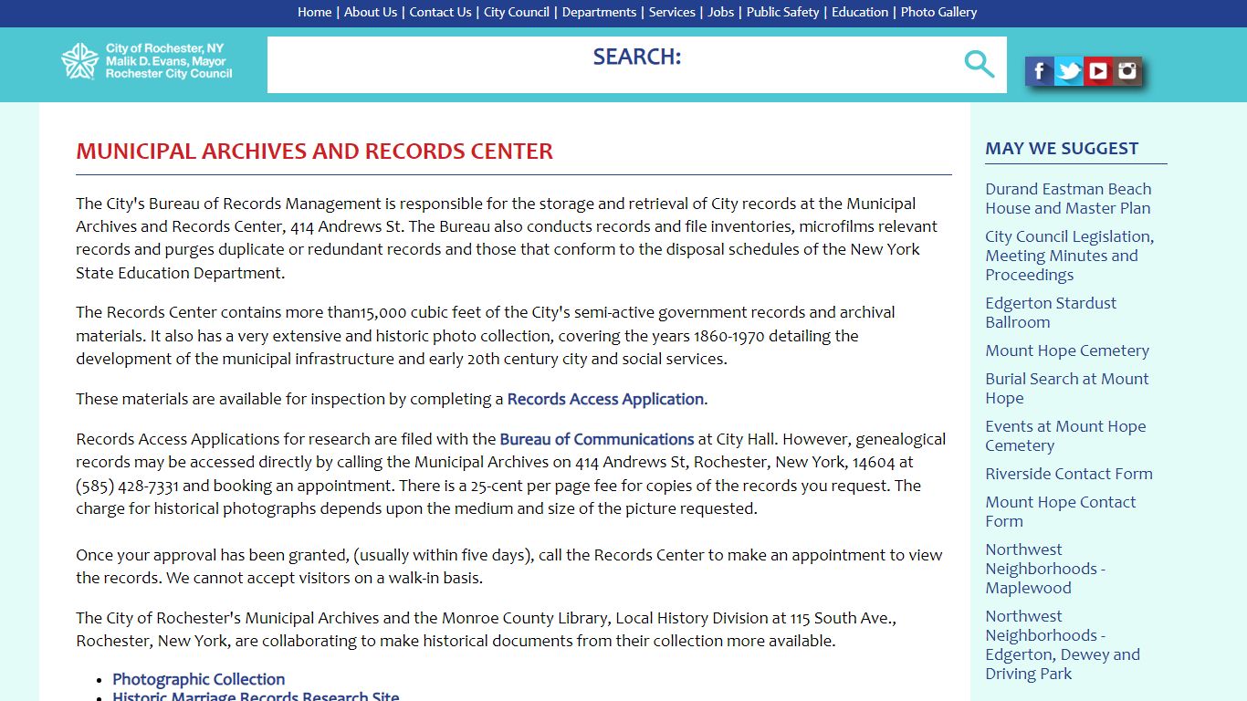 City of Rochester | Municipal Archives and Records Center